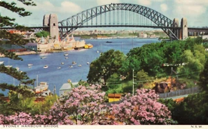 Postcard Sydney Harbour Bridge N.S.W. Early Colour View - Bild 1 von 2