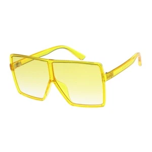 Gelbe durchscheinende quadratische Sonnenbrille mit flachem Oberteil für Kinder - Bild 1 von 1