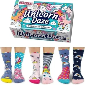 United Oddsocks Set Of 6 Colourful Mismatch Odd Unicorn Daze Socks UK 12 - 5.5 - Picture 1 of 3