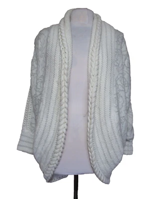 Cárdigan Suéter Vintage Monto Par le Chois Pequeño Mujer Blanco Gris Mezcla Acrílico Foto 1 de 4
