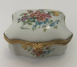 Vintage Limoges France Flowers Trinket Box Signed Cristina - Picture 1 of 9