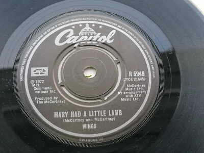 PAUL McCARTNEY WINGS  UK  45 MARY HAD A LITTLE LAMB M.P.L.  CAPITOL  SOUTHALL - Image 1 of 4