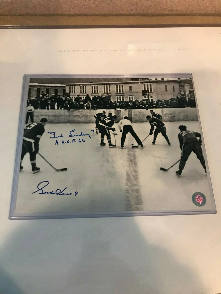 GORDIE HOWE & TED LINDSAY DUAL SIGNED 8X10 PHOTO STEVE Y AUTHENTICS - Image 1 of 1