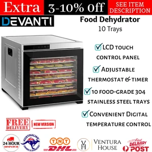 Devanti Food Dehydrators Stainless Steel Jerky Dehydrator 10 Trays Fruit Dryer - Picture 1 of 12