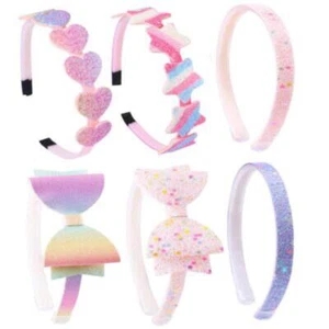 6Pcs Glitter Bow/Heart/Star Headbands Sweet Hairband For Toddler/Girls/Teen Star - Picture 1 of 7