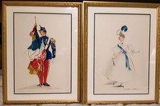 A Pair of Great Costume Designs for LA SCALA "La Fille Du Regiment" w PAVAROTTI