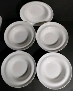 IKEA Maja Ganszyniec 5 White Milk Glass Bowls 7.5" Dia 2" Tall Minimalist Decor! - Picture 1 of 11