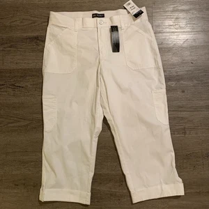 NWT Lee Relaxed Fit White Cropped Painters Pants Style Size 12 Flex-to-go - Picture 1 of 5