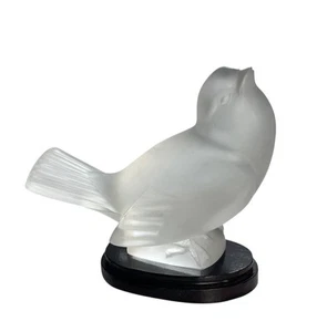 Lalique France Crystal Moineau Moquer Mocking Sparrow Bird Figurine On Base - Picture 1 of 8