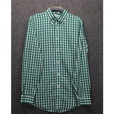 Brooks Brothers Milano 纽扣衬衫男式 M 绿色方格长袖 — 第 1/4 张图片