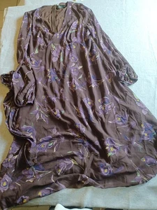 Vestido Lauren Ralph Lauren Mujer 18 Marrón Púrpura Floral Manga Larga Maxi LEER - Imagen 1 de 20
