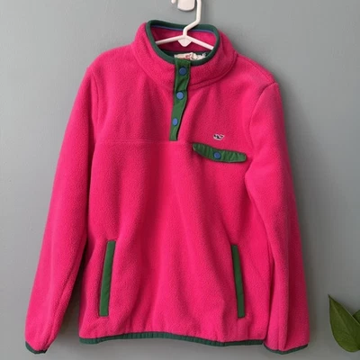 Top polar Vineyard Vines Kids magenta cuarto a presión. Talla pequeña Foto 1 de 4