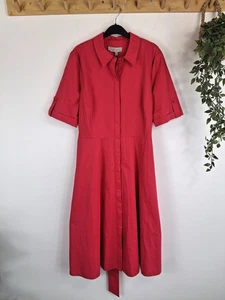 HOBBS Tarianna Belted Shirt Dress Rouge Pink Knee-length Size 12 BNWT  - Picture 1 of 12