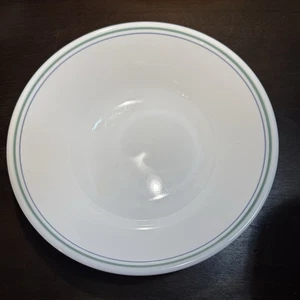 Vintage CORELLE Country Cottage Vegetable Serving Bowl 8.5" Green Blue & Bands - Picture 1 of 6