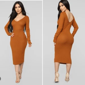 NWT Fashion Nova For The Thrill Of It Midi Dress Autumn Rust 2X - Picture 1 of 9