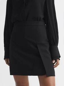 $240 REISS Erin High Rise Split Side Mini Skirt | Black | UK 10 / US 6 - Picture 1 of 8