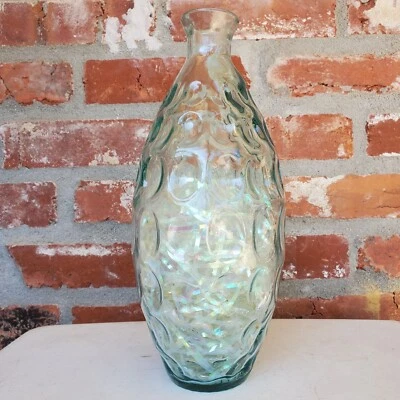 Jarrón grande grueso transparente hoyuelo costero de vidrio de mar decoración con detalles Foto 1 de 4