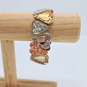 Lia Sophia DAY DREAMER Multi-Tone Heart Stretch Bracelet – Copper, Gold & Silver - Picture 1 of 4