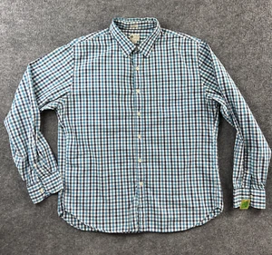 J Crew Shirt Adult Extra Large XL Blue White Check Casual Button Up Mens - Picture 1 of 12