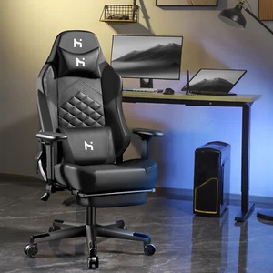 Ergonomischer Gaming Stuhl Bürostuhl Computerstuhl Chefsessel bis 150 kg Schwarz - Bild 1 von 8