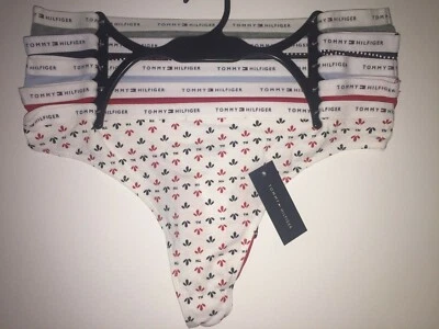 Tommy Hilfiger Tanga Mujer XL 5 Pack Ropa Interior Bragas Estrellas Azul Rojo $50 Foto 1 de 4