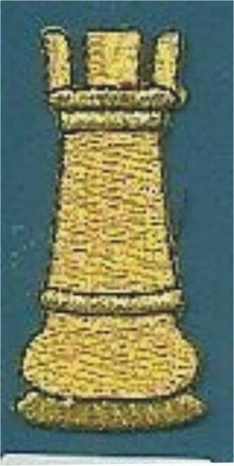 1.75" Gold Rook Chess Piece Embroidery Patch - Image 1 of 1