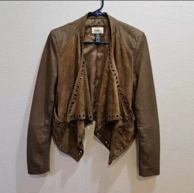 Chaqueta de cuero marrón exclusiva de Neiman Marcus  Foto 1 de 4