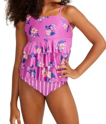 JUSTICIA Niñas Traje de Baño Tankini Bikini Volantes Conjunto de Natación Floral 5 6 8 10 12 Rosa Foto 1 de 4