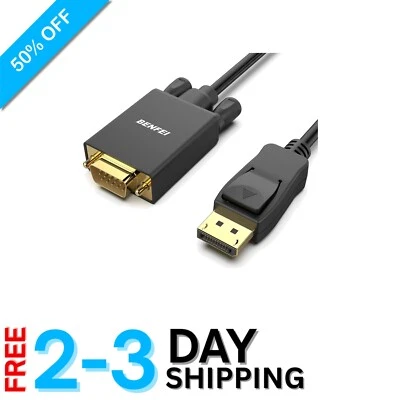 1.8M DisplayPort to VGA Cable - Gold-Plated High-Speed Adapter for 1080p Display - Image 1 of 4