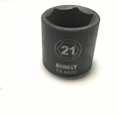 DeWalt  21 mm x 3/8" Dr Impact Socket  6pt  74-662D Free USA Shipping - Image 1 of 3