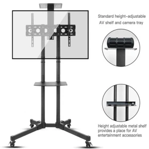 Heavy Duty Rolling Mobile TV Stand Cart For 32"-70" LED LCD HD Flat Screen Panel - Picture 1 of 12