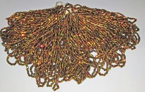 Bright Copper Iris AB Glass Beads Faceted Cut Mini Master Hank Antique Vintage - Picture 1 of 4