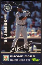 15m 7-Eleven Major League Baseball Ken Griffey, Jr / Mariners (#5/12) Phone Card