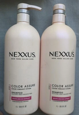 2 Bottles Nexxus Color Assure Shampoo 33.8 oz ea OLDER STYLE RARE White Orchid - Image 1 of 2