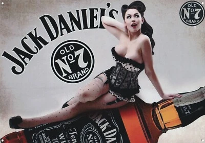 Jack Daniel`s Original Pin Up Girl Retro Metall Poster Druck Selten 19cm x 28cm - Bild 1 von 4