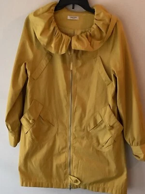 VERIGO PARIS TRENCH COAT / YELLOW -GOLD RUFFLED COLLAR / SIZE MEDIUM -LARGE  - Image 1 of 4