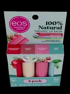 Eos 100% Natural & Organic Lip Balm Sticks Variety Pack Of 4 Different Flavors - Picture 1 of 24