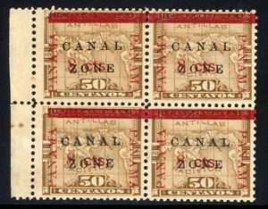 Canal Zone Scott# 20 Mint Block of Four VF/XF OG Disturbed Gum Normal For Issue - Picture 1 of 2