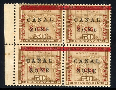 Canal Zone Scott# 20 Mint Block of Four VF/XF OG Disturbed Gum Normal For Issue - Image 1 of 2