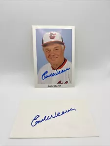 Earl Weaver Autographed Postcard And Index Card. Baltimore Orioles - Picture 1 of 5
