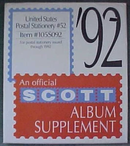 1992 Scott U.S. Postal Stationary Supplement #52 * NEW * - Picture 1 of 1