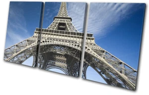 Paris Eiffel Tower Cityscape Architecture TREBLE CANVAS WALL ART Picture Print - Picture 1 of 1