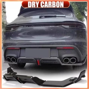 Fits Porsche Macan GTS Base S 2022UP DRY CARBON Rear Bumper Diffuser Lip W/Light - Picture 1 of 15