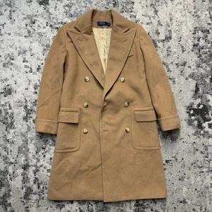 Polo Ralph Lauren Camel Hair Long Coat Overcoat Double Breasted Tan Size 4 - Picture 1 of 8