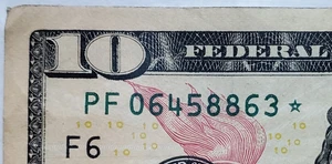 Billete de $10 serie 2017A STAR Note FRB "F" Atlanta, GA - PF 06458863 * - Imagen 1 de 3