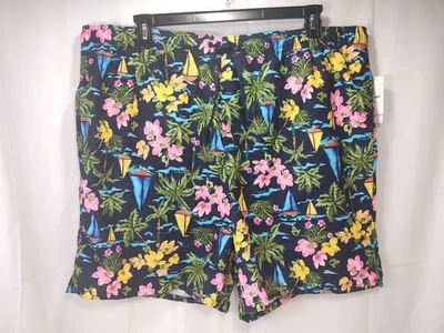 Old Navy XXL Blue Sail Boats Floral Palm Trees Drawstring Swim Trunks Shorts NWT - Image 1 of 4