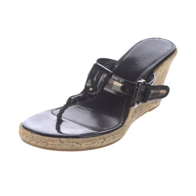 Burberry Nova чек лакированная кожа стринги эспадрильи на танкетке IT 41/US 10,5 - Изображение 1 из 4