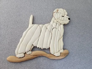 Holz Intarsien West Highland weiß Terrier Hund Handarbeit Wandbild Dekor Handwerker - Bild 1 von 15