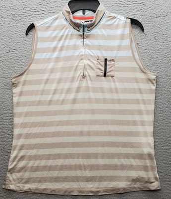 Jamie Sadock Golf Performance Polo Shirt Women Medium Multi Striped Quarter Zip - Image 1 of 4