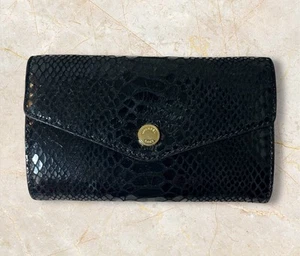Michael Kors Black Leather Snakeskin Envelope Clutch Wallet NO STRAP 6.5 in READ - Picture 1 of 10